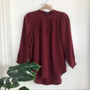 NWOT Madewell Silk Memory Blouse in Burgundy